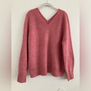 Pink Wool Blend Knit Sweater V Neck Oversized Boxy by Primark Cares Size Large
